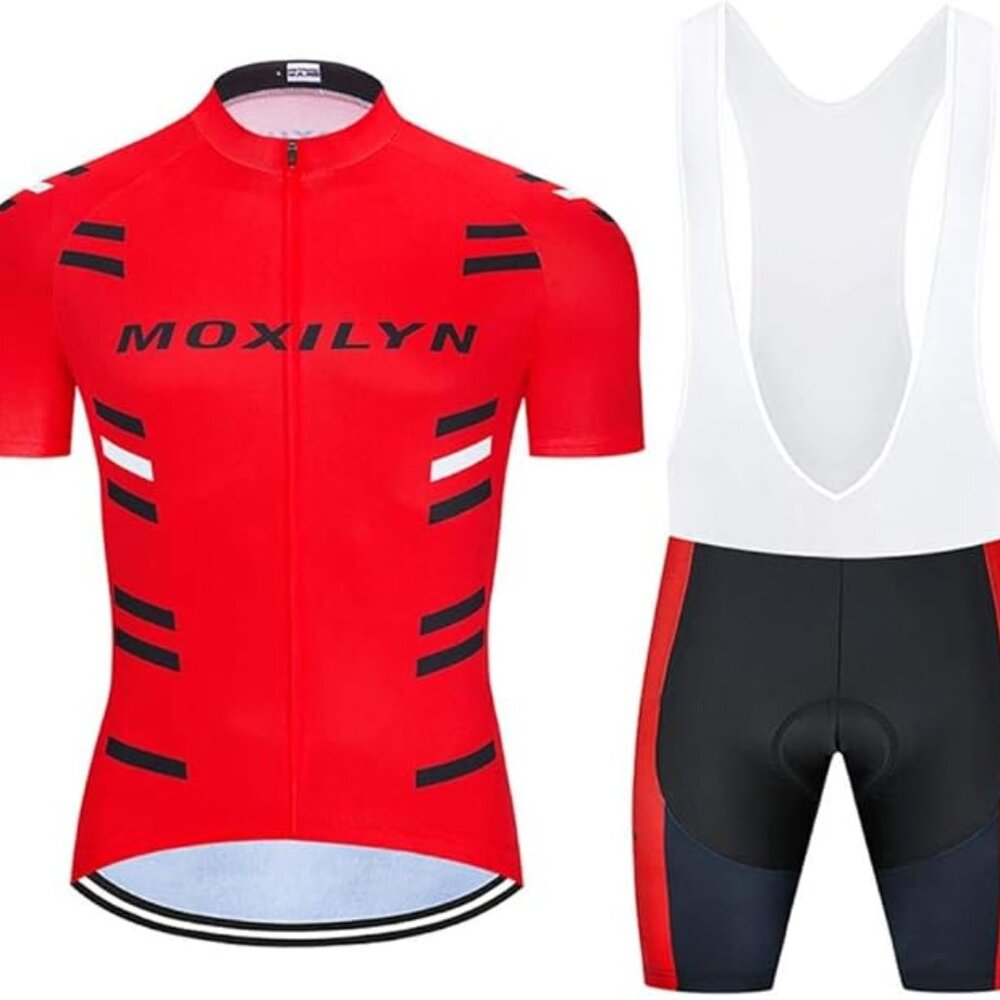 Moxilyn Men's Cycling Jersey & Bibs Bike Clothing Set 20D Gel Pads-Size Med-NWT